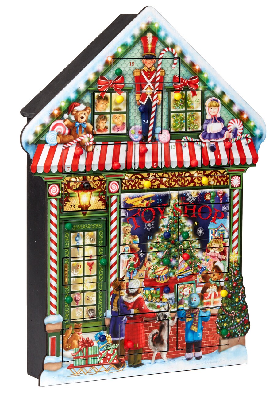 Toy Shop Wooden Advent Calendar - Countdown to Christmas Year After Year with this Family Heirloom - 15" x 20" by Vermont Christmas Company